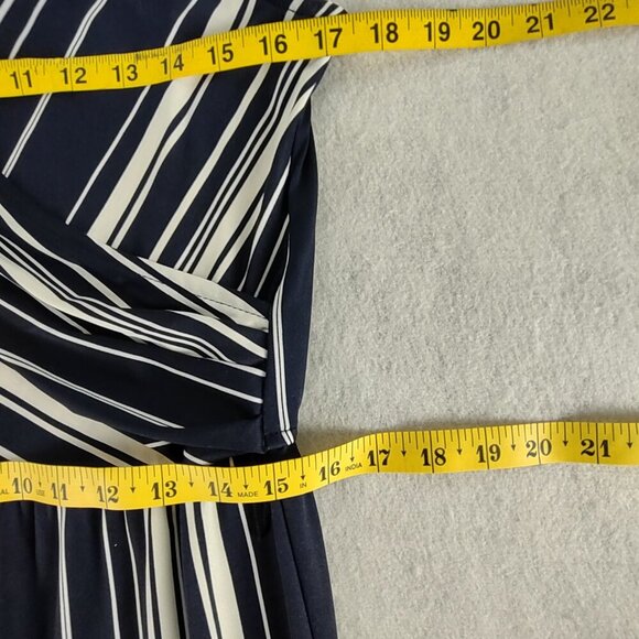 Emma & Michele Blue White Stripe Jersey V Neck Wide Leg Jumpsuit Size Large - Picture 11 of 14